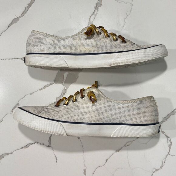 SPERRY | Women’s White Fashion Sneakers Gold Laces Shoes Size 8.5 - Picture 8 of 16
